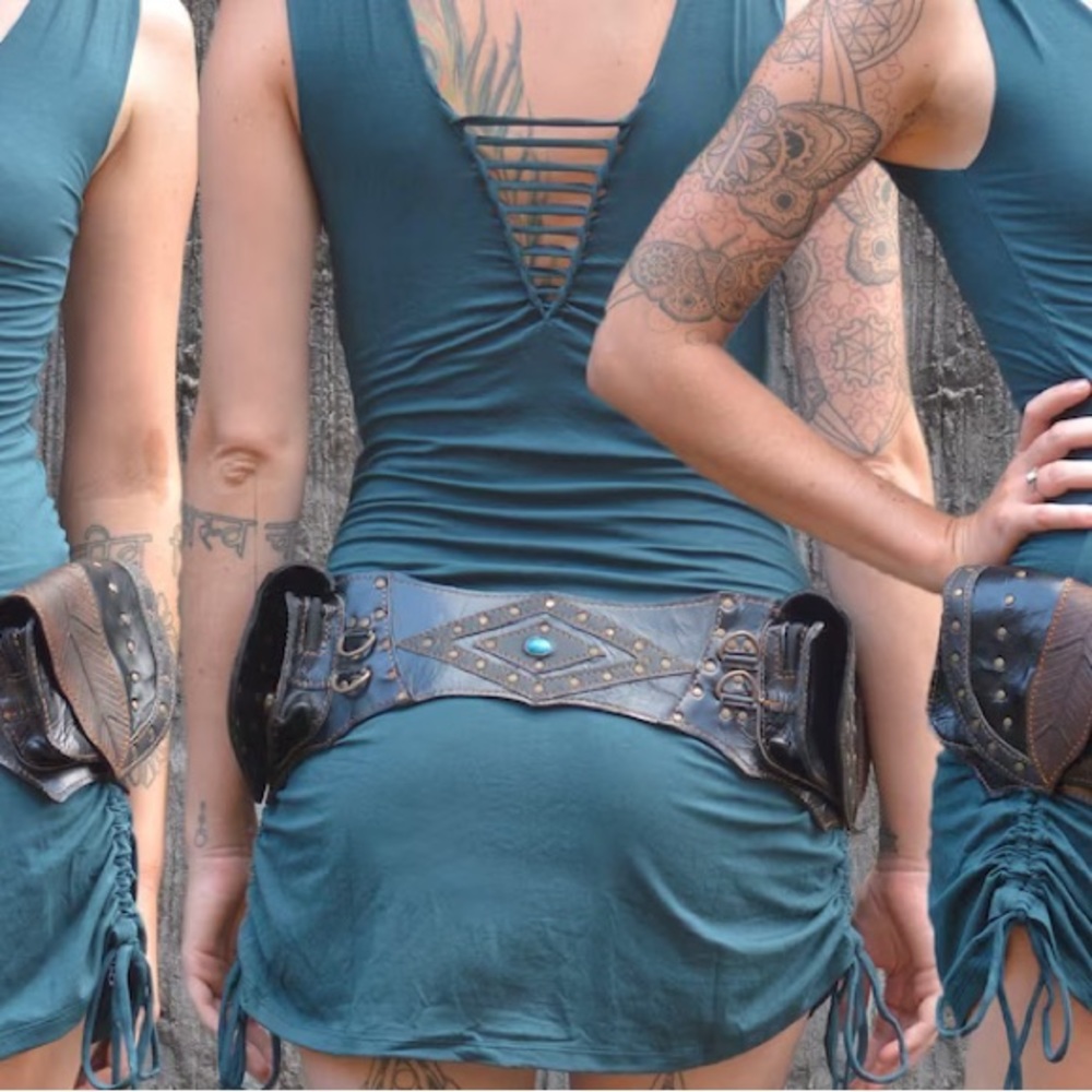Handmade Leaf Leather Utility Belt